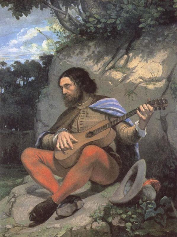 Gustave Courbet Young man in a Landscape or The Guitarreor oil painting picture